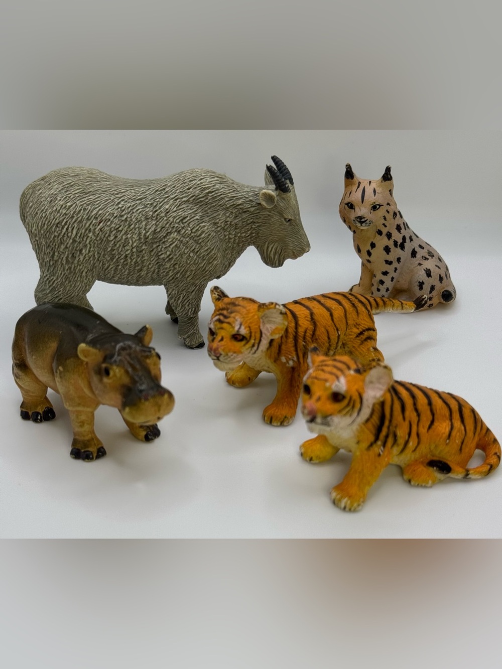 Vintage 90s AAA Hard Rubber Safari Wildlife Animal Figures Lot of 5